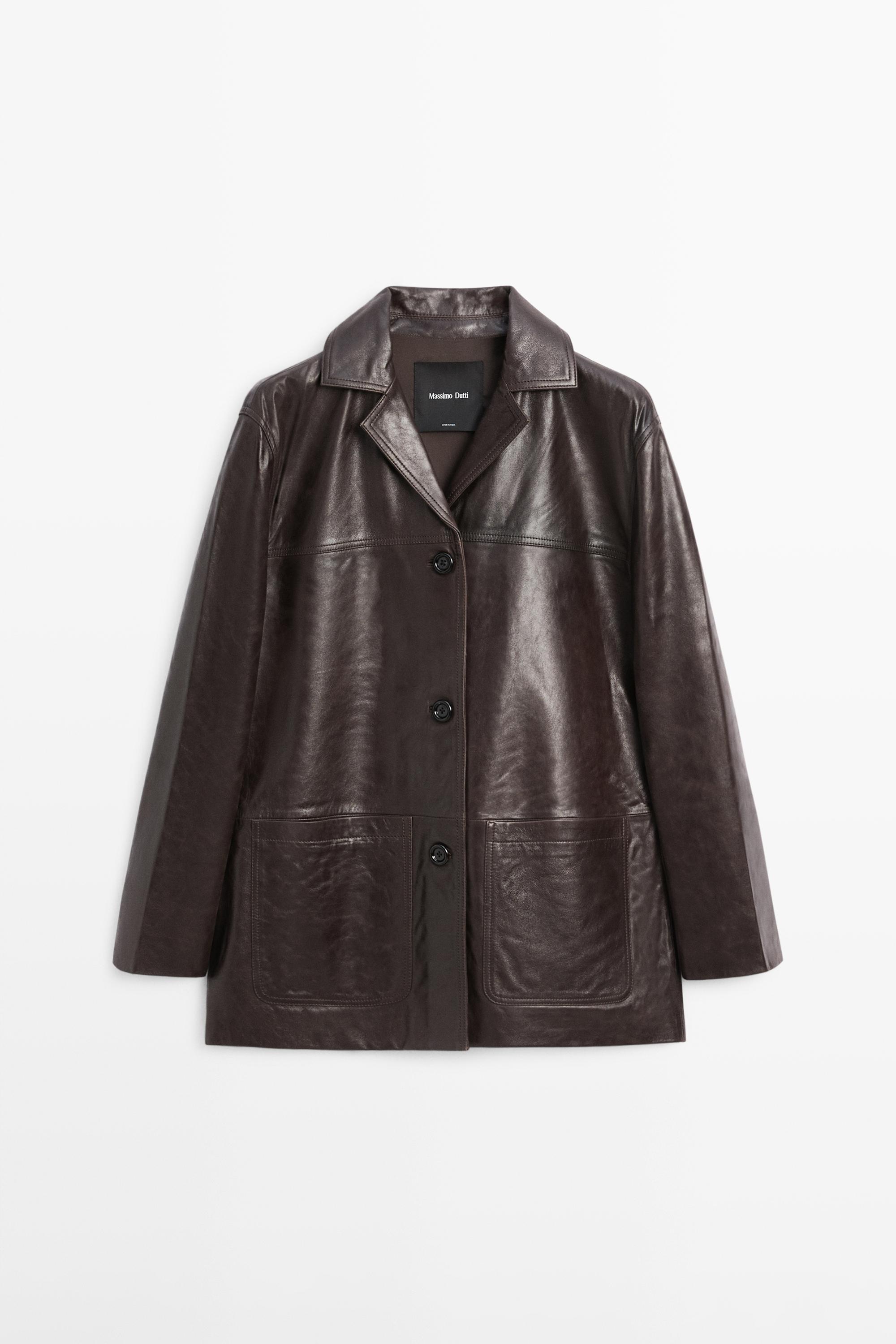 100% nappa leather blazer with buttons